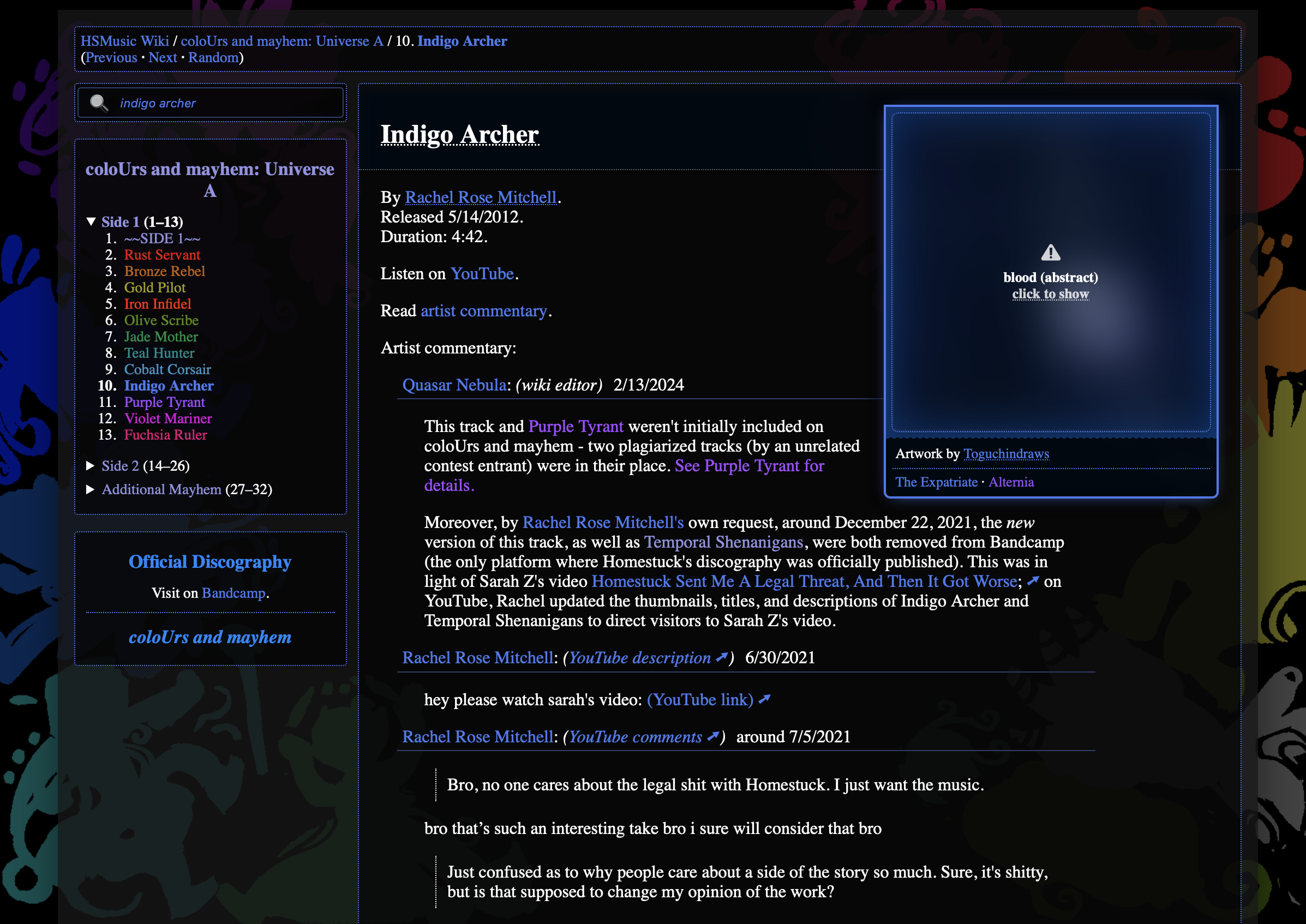 Same track page. The commentary section still starts right away. And the dates look completely normal... they're just sitting right after the annotation, rathre than floating off aligned to the right.